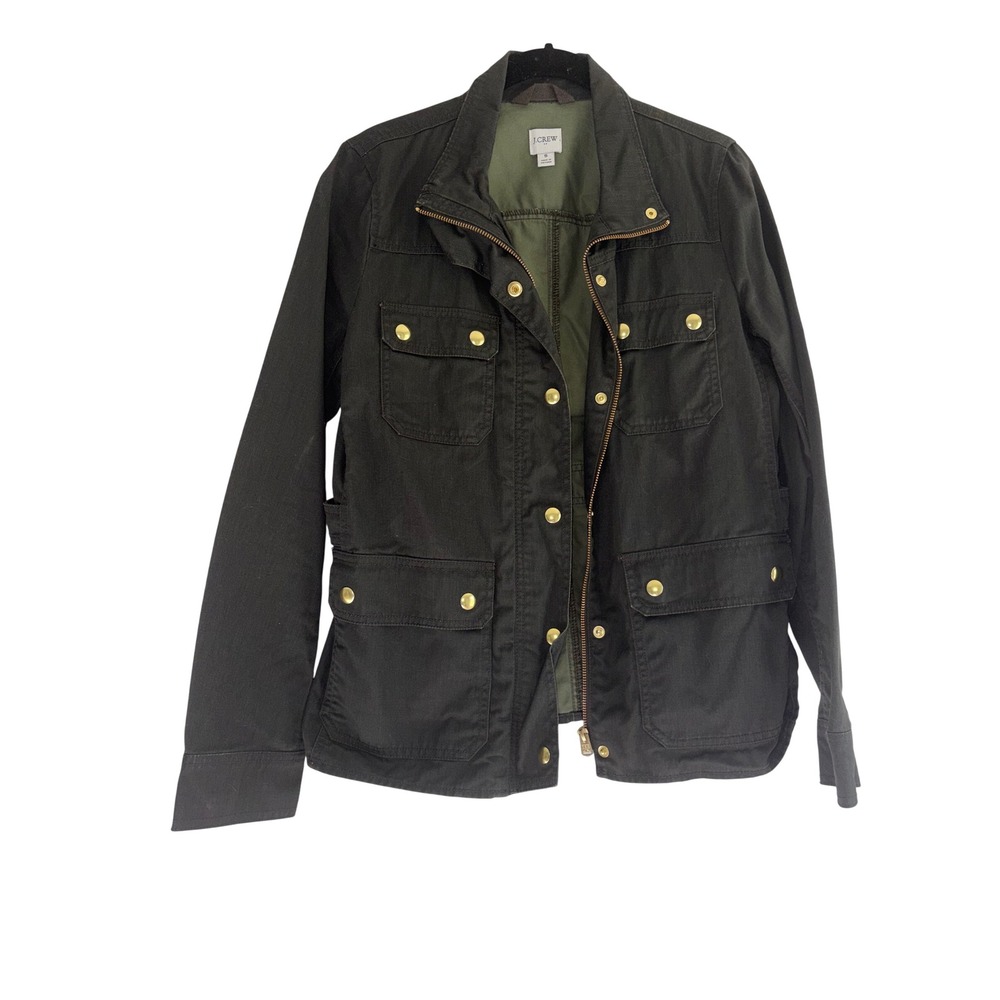 J.Crew The Downtown Field Jacket Women S Forest Green Utility Military Canvas